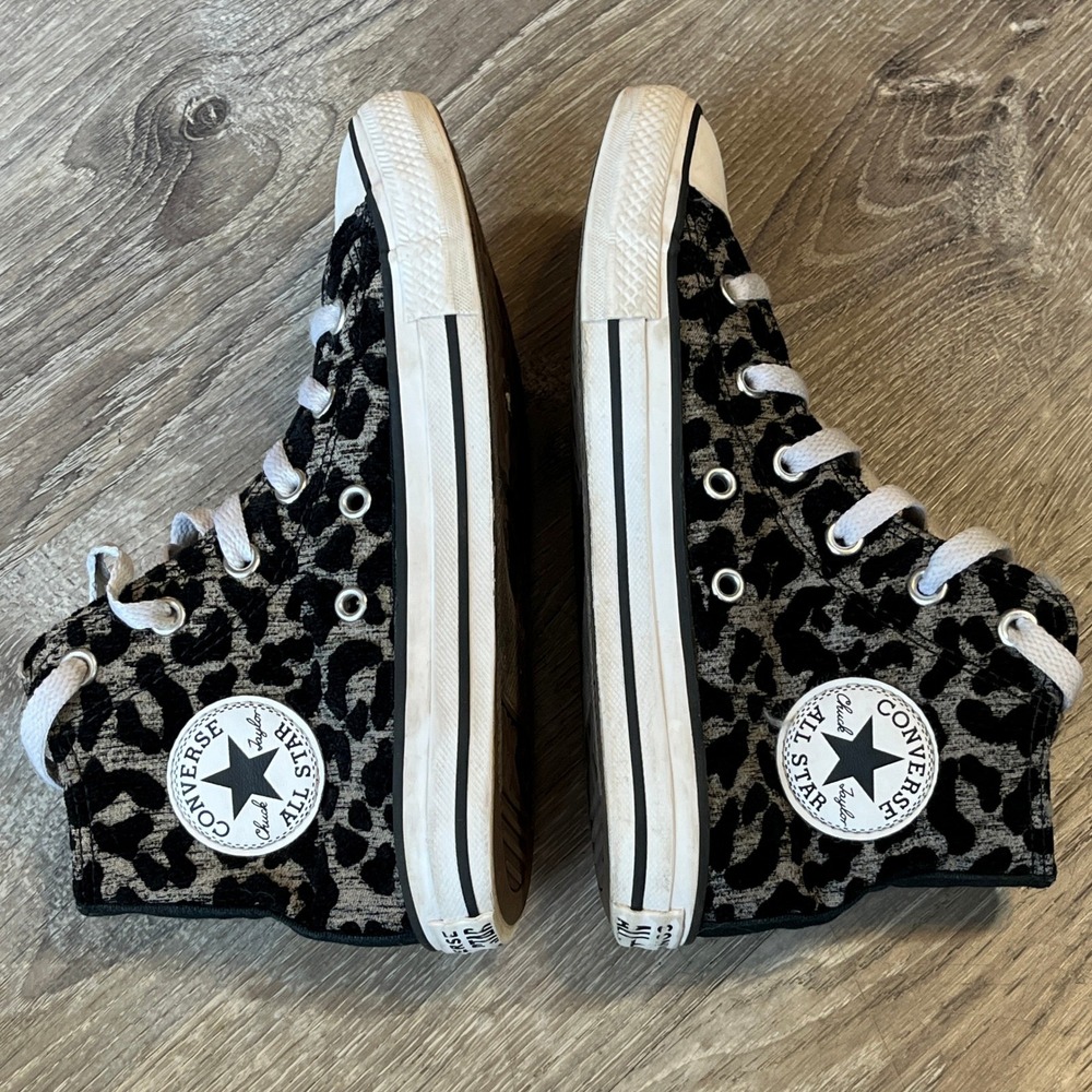 Converse Chuck Taylor All Star High Top Youth 1 Leopard Print Black Grey A06789F